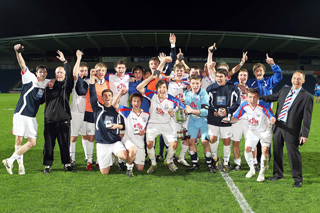 Diamonds youth team celebrate winning the Midland Cup